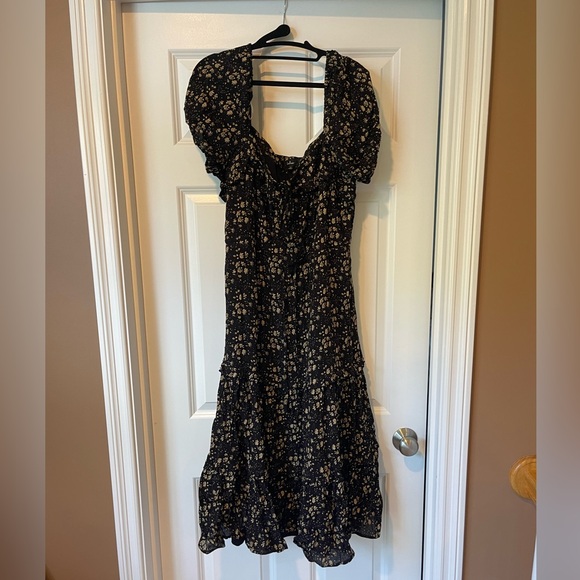 Lulus Black Floral Print Ruffled Midi Dress - Size XL - Picture 5 of 8